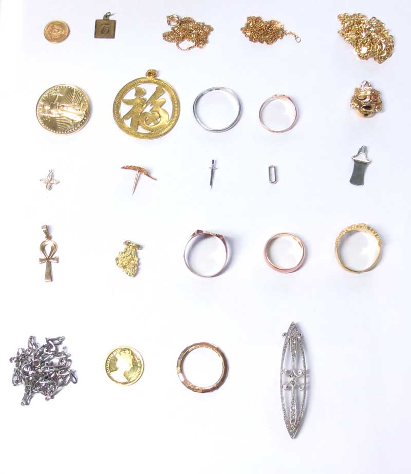 金・プラチナの純度不明な貴金属の遺品